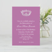 Invitation Pink Elegant Crown Quinceañera (Debout devant)