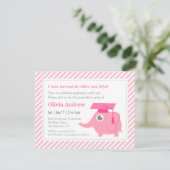 Invitation Pink Elephant Kids Kindergarten Graduation Party (Debout devant)