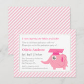 Invitation Pink Elephant Kids Kindergarten Graduation Party (Devant / Derrière)