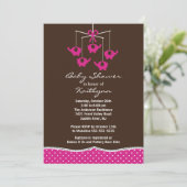 Invitation Pink Elephant Mobile Baby Shower (Debout devant)