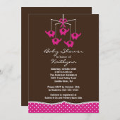 Invitation Pink Elephant Mobile Baby Shower (Devant / Derrière)