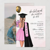 Invitation Pink Elle Croyait Fête De La Graduation (Devant / Derrière)