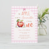 Invitation Pink En vichy Apple Watercolor (Debout devant)
