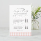 Invitation Pink En vichy Baby shower Devinez qui maman ou pap (Debout devant)