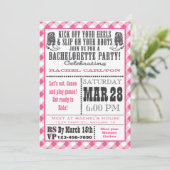 Invitation Pink En vichy Cowgirl Bachelorette Party Invitatio (Debout devant)