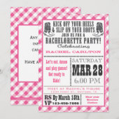 Invitation Pink En vichy Cowgirl Bachelorette Party Invitatio (Devant / Derrière)