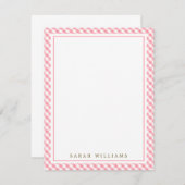 Invitation Pink En vichy Flat Merci Notes (Devant / Derrière)