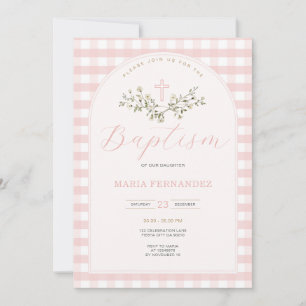 Invitation Pink En vichy Fleur sauvage Christing