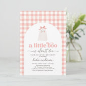 Invitation Pink En vichy Little Boo Ghost Baby shower (Debout devant)