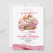 Invitation Pink En vichy Petit Citrouille Anniversaire (Devant)