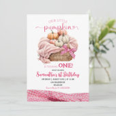 Invitation Pink En vichy Petit Citrouille Anniversaire (Debout devant)