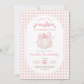 Invitation Pink En vichy Petite Citrouille Fête d'anniversair (Devant)