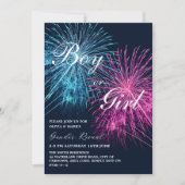 Invitation Pink et Blue Firework Firecracker Sexe Reveillez (Devant)