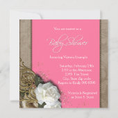 Invitation Pink et Brown Ethnic Baby Girl Show (Dos)