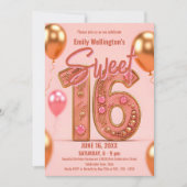 Invitation Pink et Gold Sweet 16 Célébration (Devant)