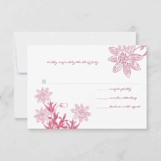 Invitation Pink et Mint Gerber Daisy Wedding invite (Devant)