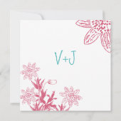 Invitation Pink et Mint Gerber Daisy Wedding invite (Dos)