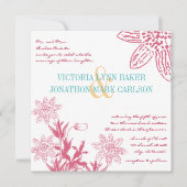Invitation Pink et Mint Gerber Daisy Wedding invite (Devant)