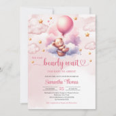 Invitation Pink et or bearly attendent tedy ourson fille douc (Devant)