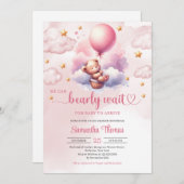 Invitation Pink et or bearly attendent tedy ourson fille douc (Devant / Derrière)