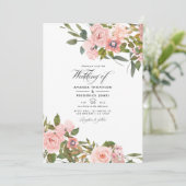 Invitation Pink et or Rose floral Mariage photo (Debout devant)