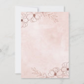 Invitation Pink et Rose or à huile Floral Rustique Mariage (Dos)