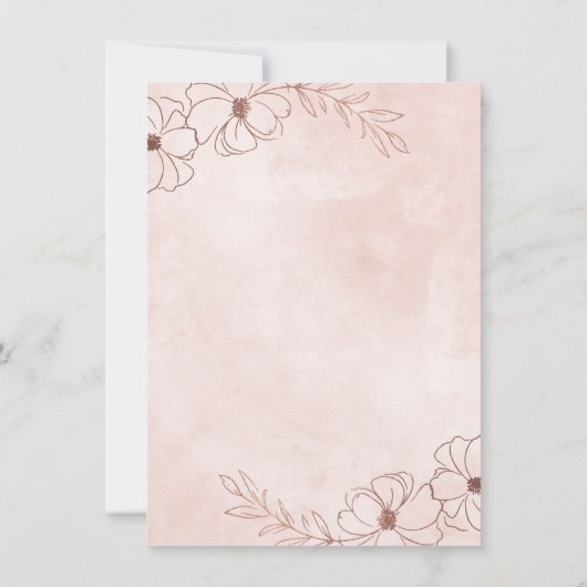 Invitation Pink et Rose or à huile Floral Rustique Mariage (Dos)