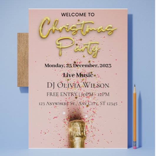 Invitation Pink excitante à la fête de Noël