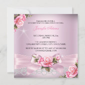 Invitation Pink Fabulous 50 perles Roses Bow Photo Anniversai (Dos)