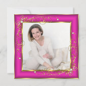 Invitation Pink Fabulous 50 Photo Gold Pearl fête d'anniversa (Dos)