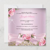 Invitation Pink Fabulous 50 Rose Bow Photo Anniversaire (Dos)