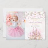 Invitation Pink Fairytale Princess Castle Photo Anniversaire (Devant)