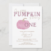 Invitation Pink Fall Citrouille 1er anniversaire de fête Invi (Devant)