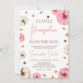 Invitation Pink Fall Little Baby shower Citrouille (Devant)