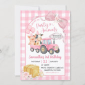 Invitation Pink Farm Calling All Party Animals Girl Birthday (Devant)