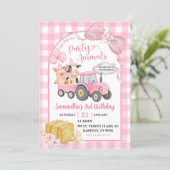 Invitation Pink Farm Calling All Party Animals Girl Birthday (Debout devant)