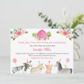 Invitation Pink Farm Floral Baby shower Barnyard (Debout devant)