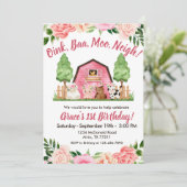 Invitation Pink Farm Floral Barnyard 1er Anniversaire Invitat (Debout devant)