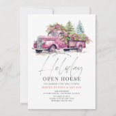 Invitation Pink Farm Truck Noël Holiday Open House (Devant)