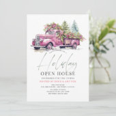Invitation Pink Farm Truck Noël Holiday Open House (Debout devant)