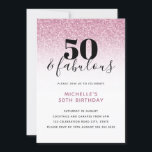 Invitation Pink Faux Parties scintillant 50 & Fabulous 50th B<br><div class="desc">Peut être entièrement customisé pour répondre à vos besoins. © Gorjo Designs. Fait pour vous via la plateforme Zazzle. // Vous cherchez des articles correspondants ? Autre papeterie de l'ensemble disponible dans la section "collections" de mon magasin. // Besoin d'aide pour customiser votre design ? Vous avez d'autres idées ?...</div>