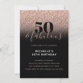 Invitation Pink Faux Parties scintillant 50 & Fabulous 50th B (Devant)