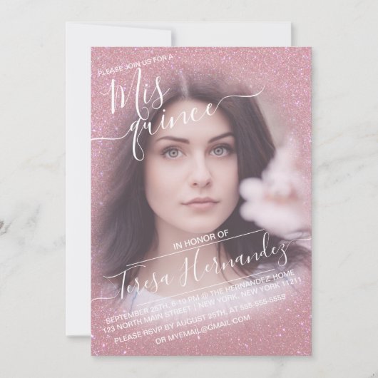 Invitation Pink Faux Sparkly Parties scintillant Ombre Photo (Devant)