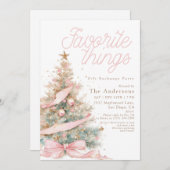 Invitation Pink Favorite Things Gift Exchange Christmas (Devant / Derrière)