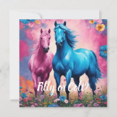 Invitation Pink Filly & Colt Bleu Style occidental Révélation (Devant)