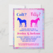 Invitation Pink Filly & Colt Bleu Style occidental Révélation (Devant)