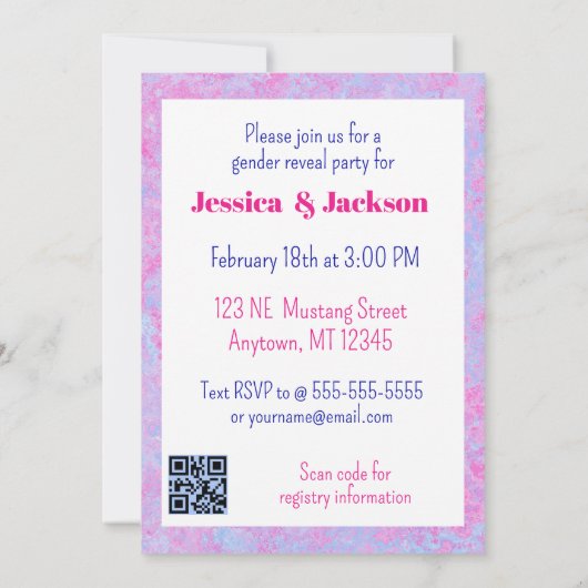 Invitation Pink Filly & Colt Bleu Style occidental Révélation (Dos)