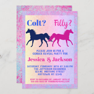 Invitation Pink Filly & Colt Bleu Style occidental Révélation