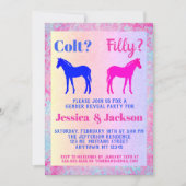 Invitation Pink Filly & Colt Bleu Style occidental Révélation (Devant)