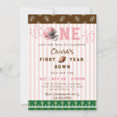 Invitation Pink First Year Down Football 1st Birthday Party (Devant)